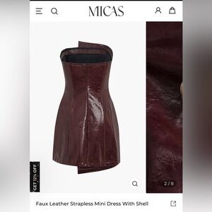 Faux Leather Strapless Mini Dress with Shell
